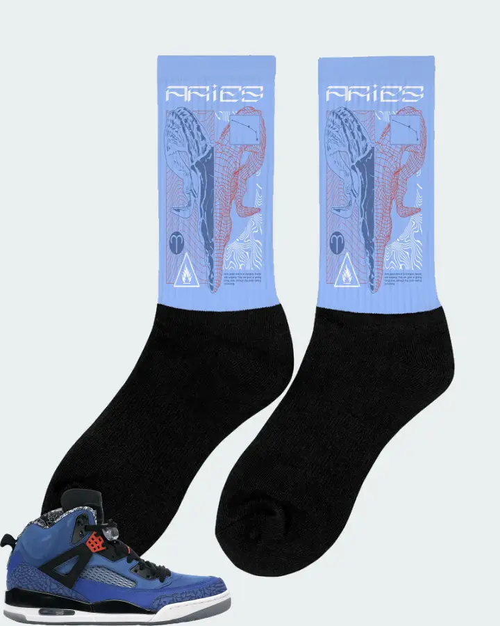 Jordan Spizike Sneaker Matching Carolina Blue Socks (ARIES) - View 3