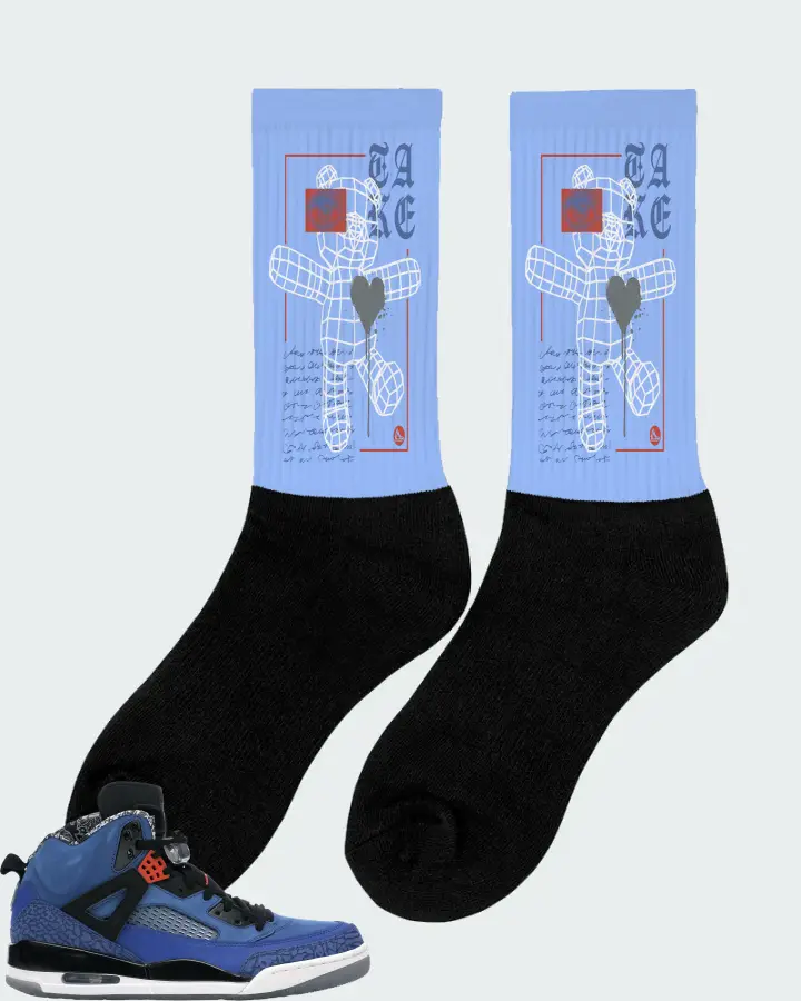 Jordan Spizike Sneaker Matching Carolina Blue Socks (TAKE) - View 3