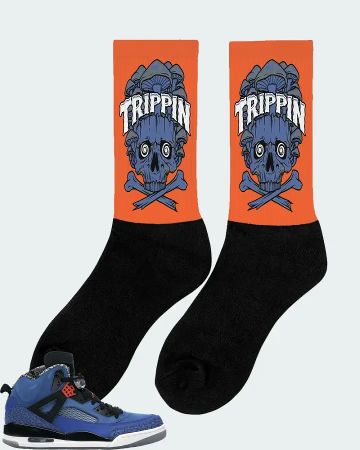 Jordan Spizike Sneaker Matching Orange Socks (Trippin Skull) - View 3