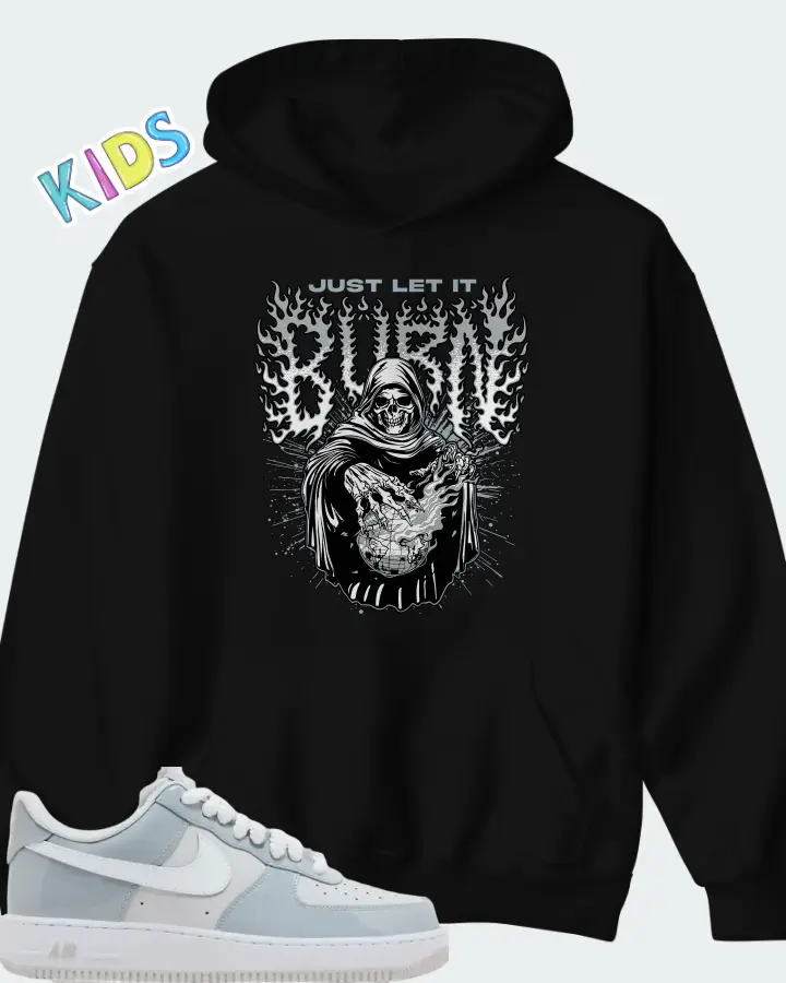 Nike Air Force 1 '07 LV8 Wolf Grey Patent Matching Kid's Hoodie