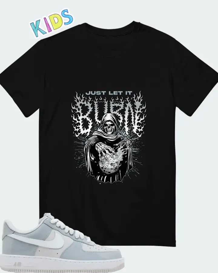 Nike Air Force 1 '07 LV8 Wolf Grey Patent Matching Kid's T-Shirt