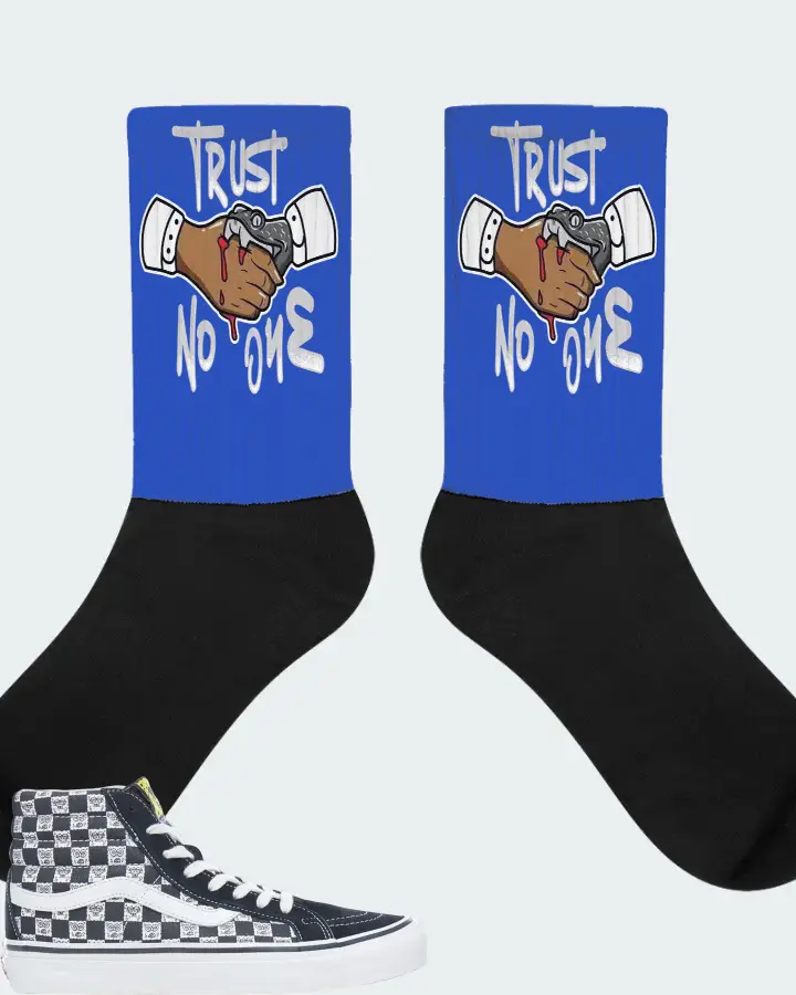 Vans Sk8-Hi Sneaker Matching Royal Blue Socks - Trust No One