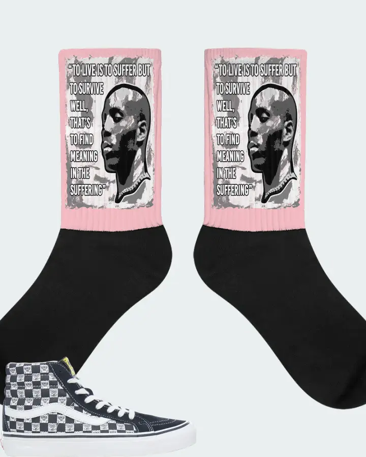 Vans Sk8-Hi Sneaker Matching Pink Socks - DMX Suffer Quote