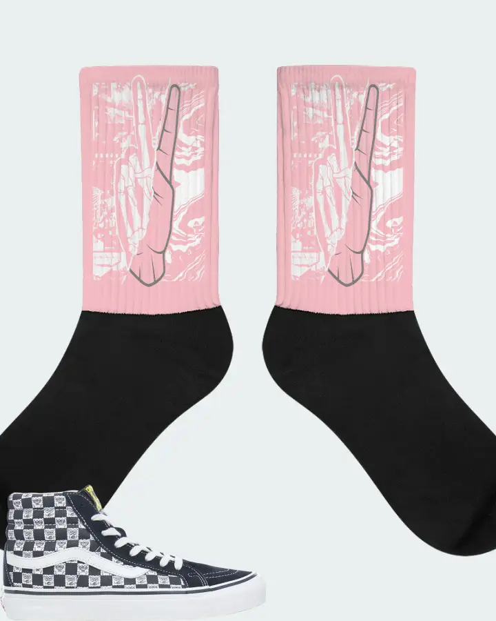 Vans Sk8-Hi Sneaker Matching Pink Socks - Peace of mind