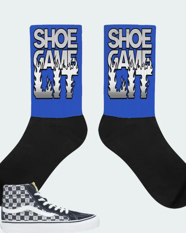 Vans Sk8-Hi Sneaker Matching Royal Blue Socks - Shoe Game Lit Refreshed