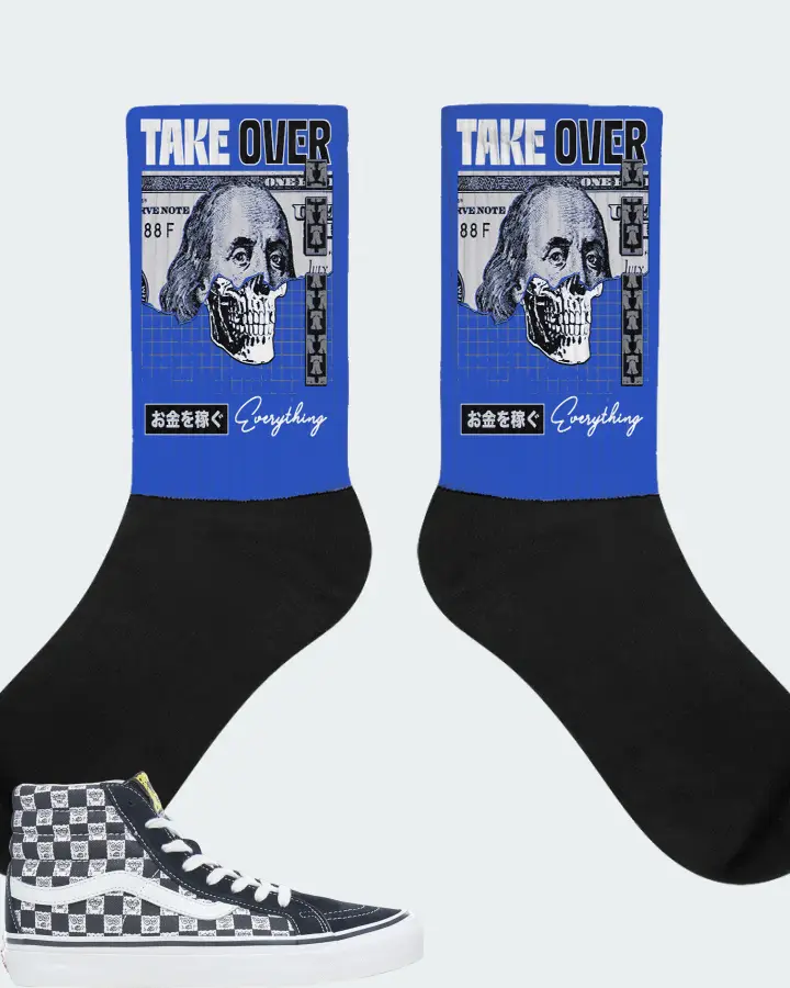 Vans Sk8-Hi Sneaker Matching Royal Blue Socks - Take Over
