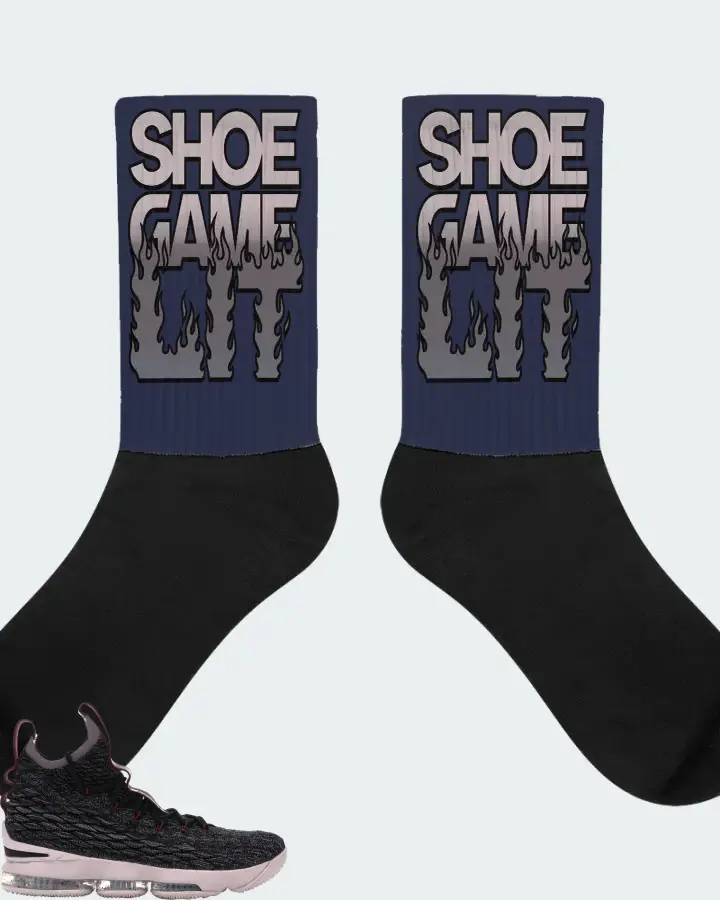 Nike LeBron 15 Sneaker Matching Navy Socks - Shoe Game Lit Refreshed