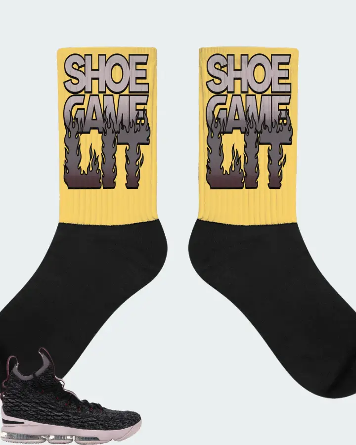 Nike LeBron 15 Sneaker Matching Yellow Socks - Shoe Game Lit Refreshed