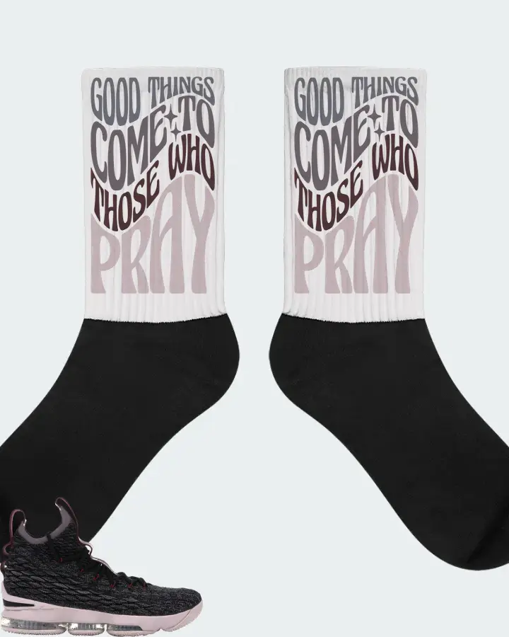 Nike LeBron 15 Sneaker Matching White Socks - Good Things Come To Those Who Pray