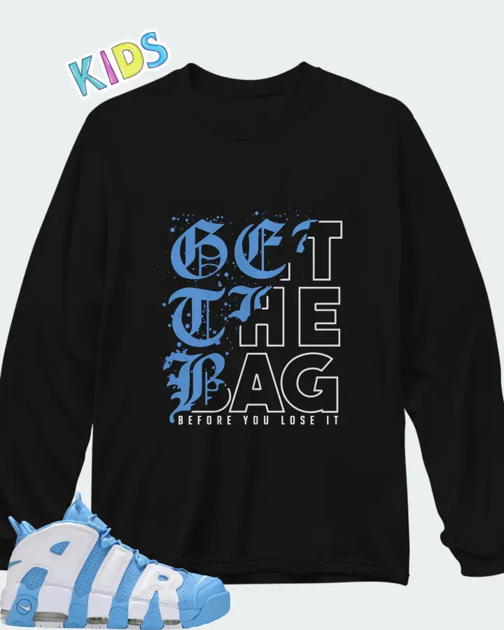 Nike Air More Uptempo University Blue Matching Kid's Long Sleeve T-Shirt