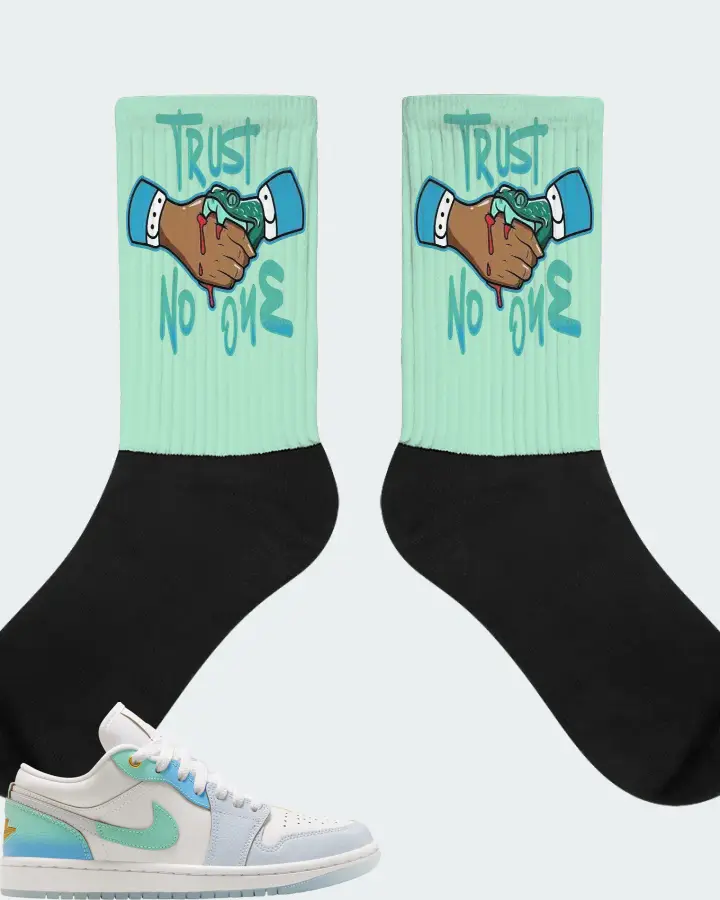 Jordan 1 Low SE Sneaker Matching Mint Socks - Trust No One
