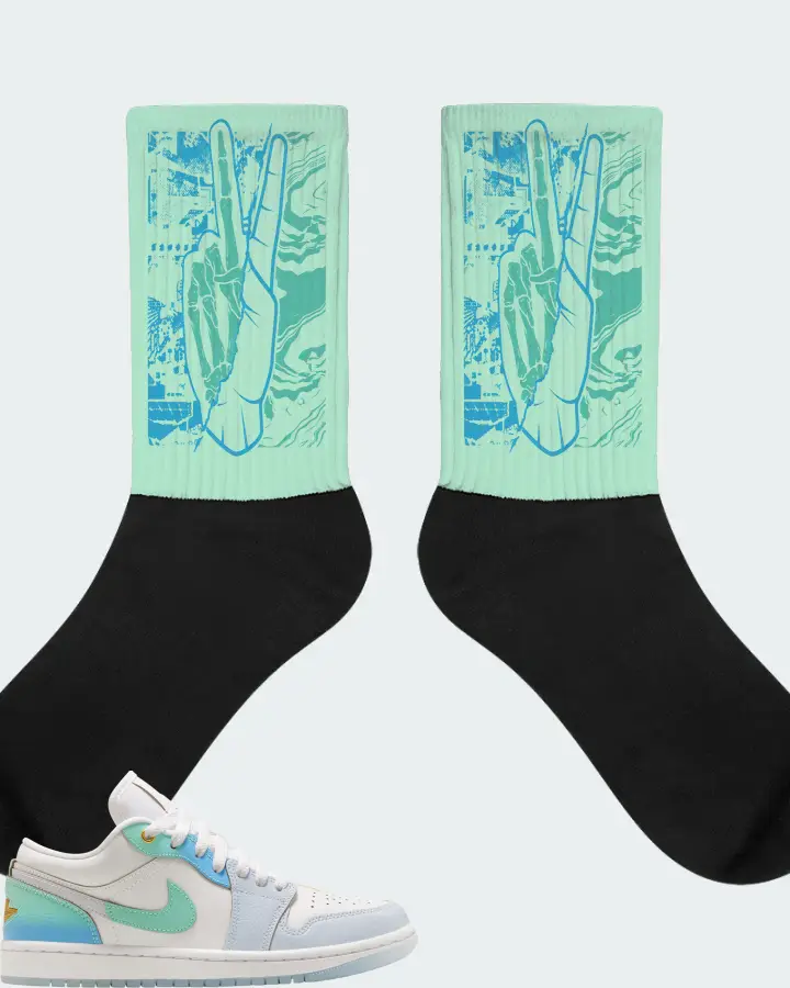 Jordan 1 Low SE Sneaker Matching Mint Socks - Peace of mind