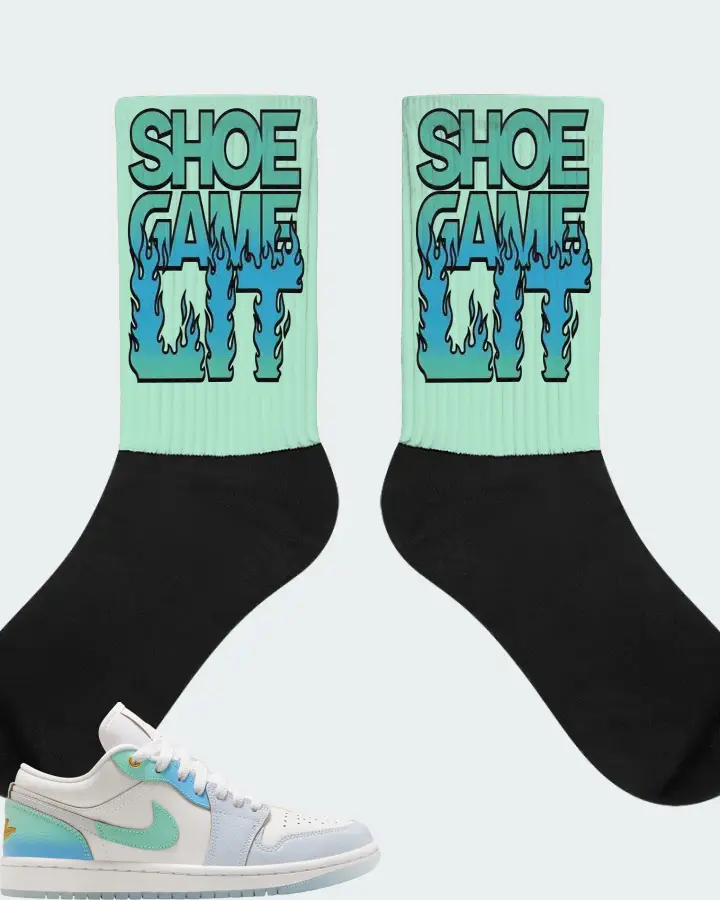 Jordan 1 Low SE Sneaker Matching Mint Socks - Shoe Game Lit Refreshed
