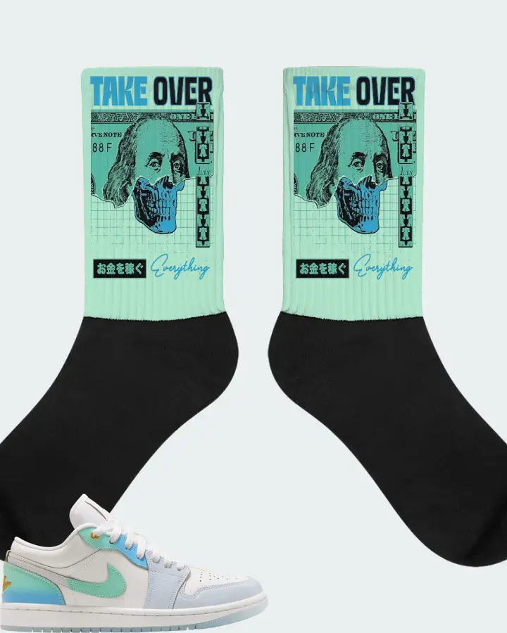 Jordan 1 Low SE Sneaker Matching Mint Socks - Take Over