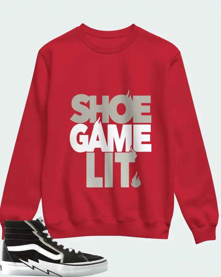 Vans Vault Sk8 Hi Bolt LX Sneaker Matching Red Sweatshirt - Shoe Game Lit Classic