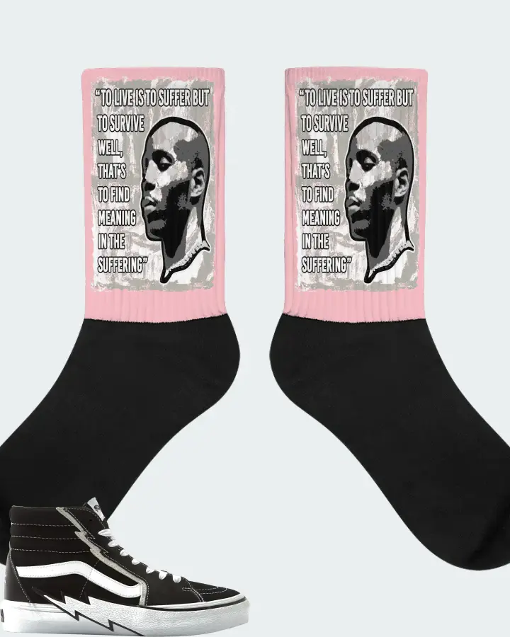 Vans Vault Sk8 Hi Bolt LX Sneaker Matching Pink Socks - DMX Suffer Quote