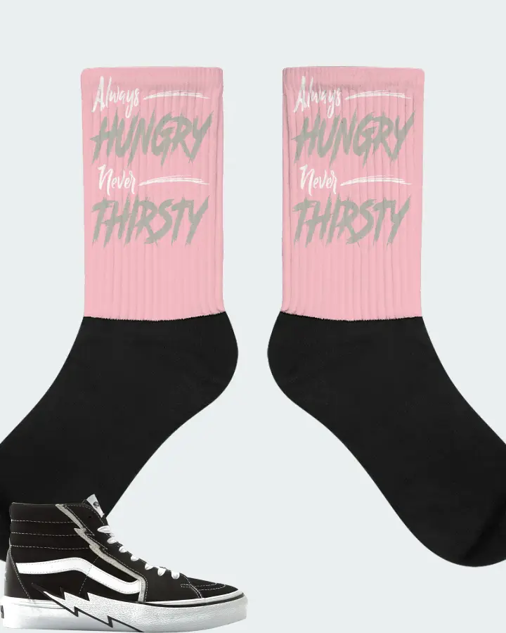 Vans Vault Sk8 Hi Bolt LX Sneaker Matching Pink Socks - Always HUNGRY Never THIRSTY