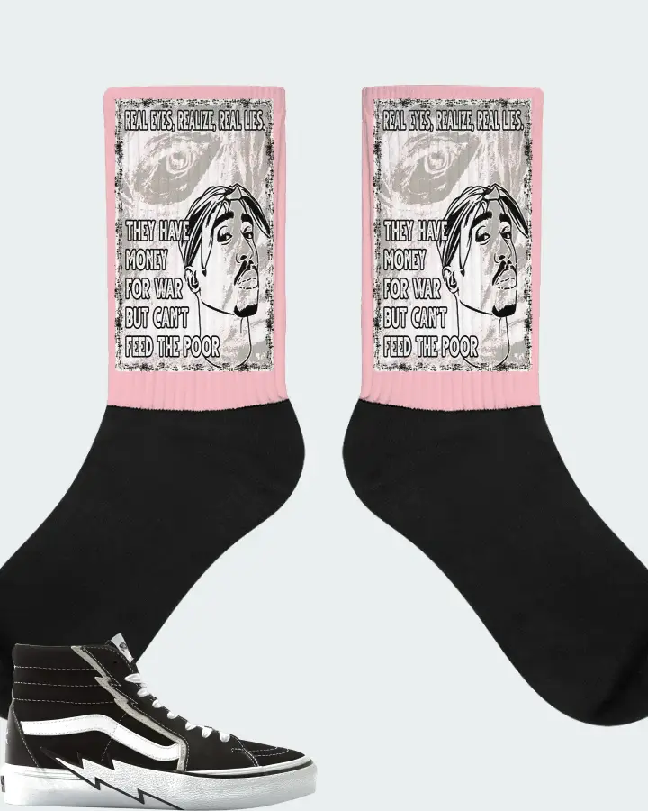 Vans Vault Sk8 Hi Bolt LX Sneaker Matching Pink Socks - TUPAC Real Eyes Realize Real Lies