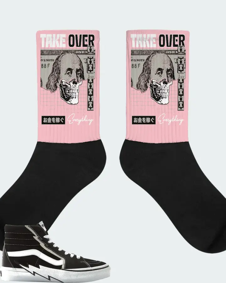 Vans Vault Sk8 Hi Bolt LX Sneaker Matching Pink Socks - Take Over