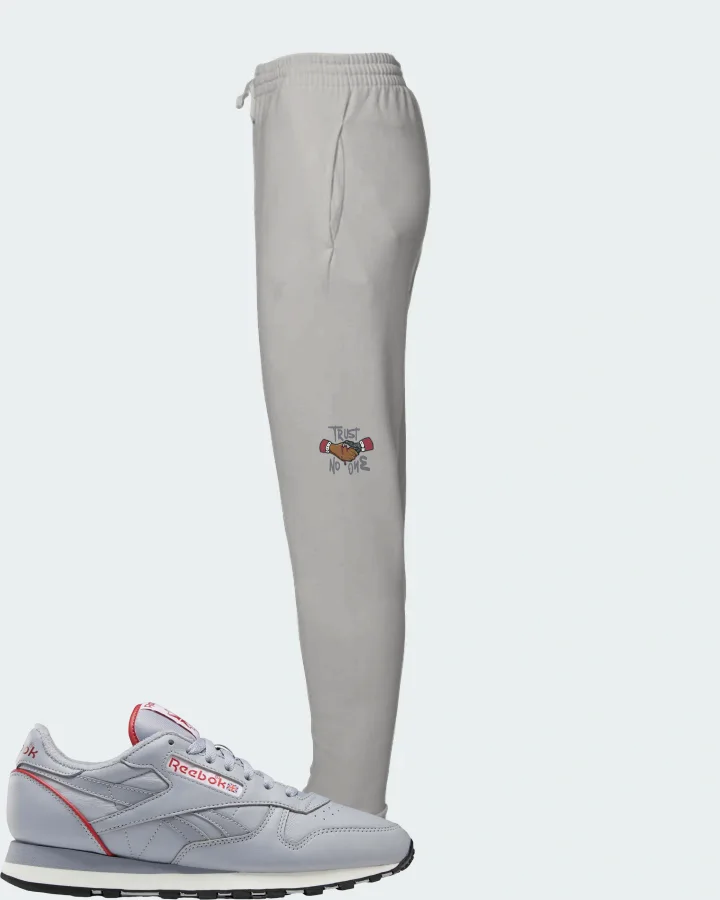 Reebok Classic Leather Sneaker Matching Grey Joggers - Trust No One