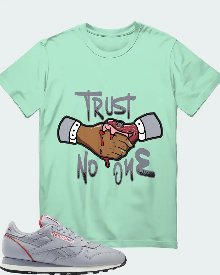 Reebok Classic Leather Sneaker Matching Mint T-Shirt - Trust No One