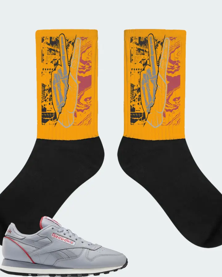 Reebok Classic Leather Sneaker Matching Gold Socks - Peace of mind