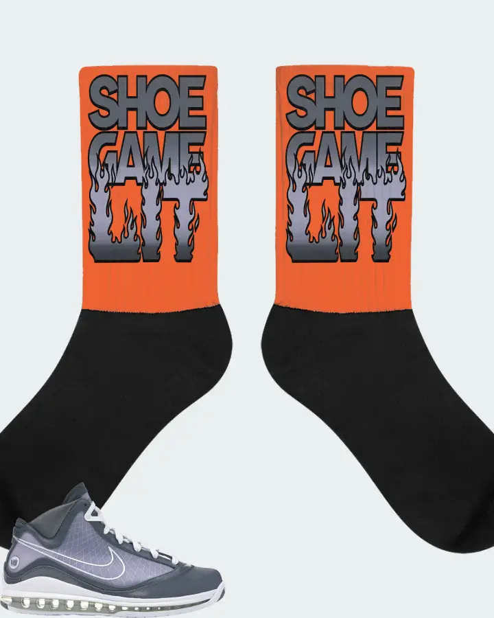Nike LeBron 7 Sneaker Matching Orange Socks - Shoe Game Lit Refreshed