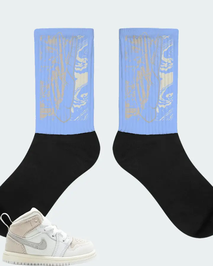 Jordan 1 Mid SE Sneaker Matching Carolina Blue Socks - Peace of mind