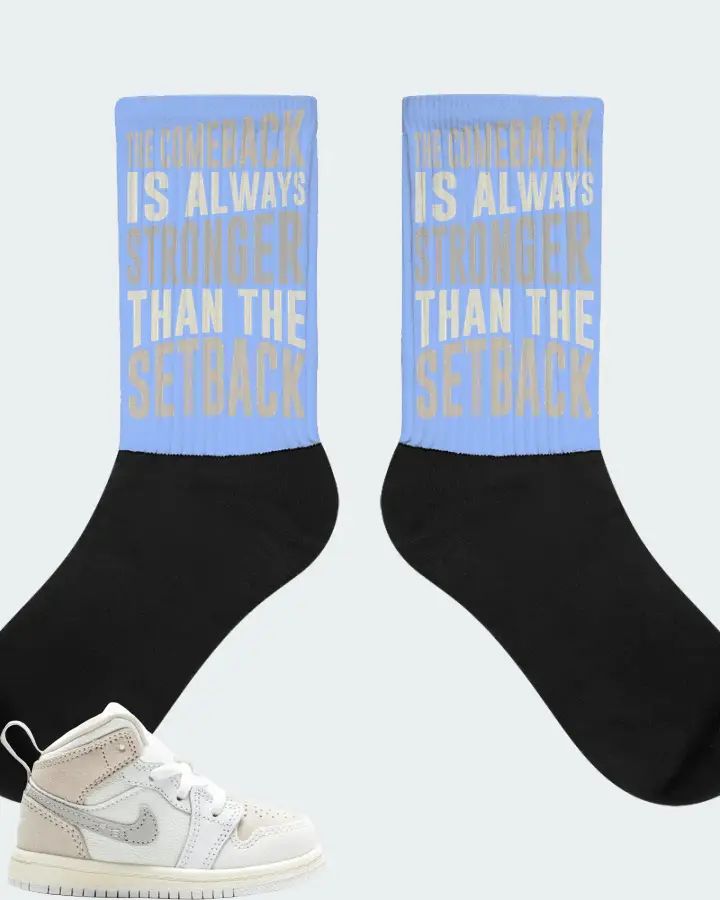Jordan 1 Mid SE Sneaker Matching Carolina Blue Socks - The Comeback
