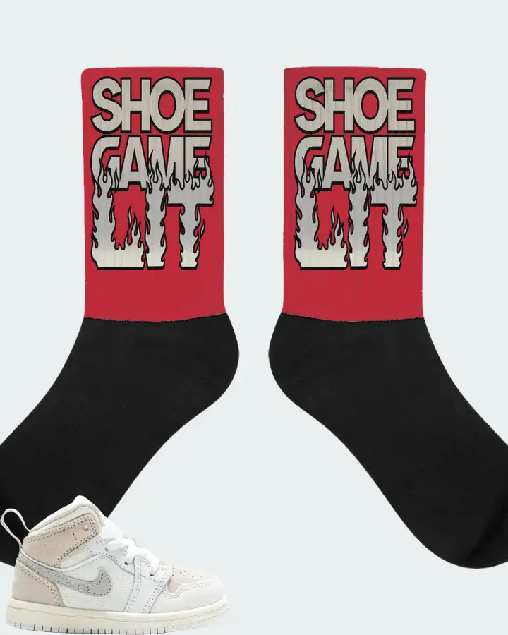 Jordan 1 Mid SE Sneaker Matching Red Socks - Shoe Game Lit Refreshed
