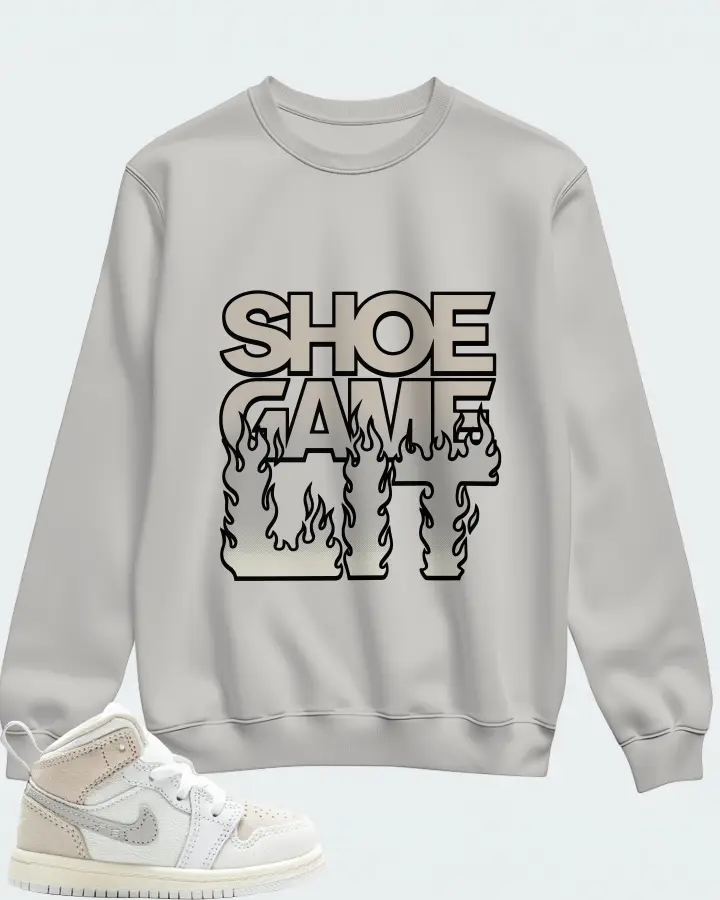 Jordan 1 Mid SE Sneaker Matching Grey Sweatshirt - Shoe Game Lit Refreshed