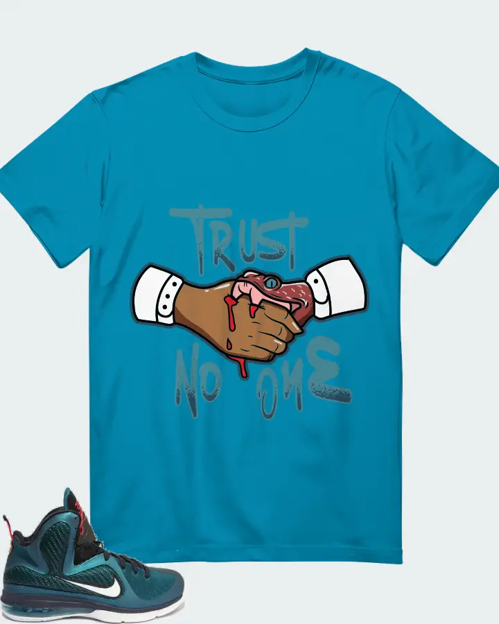 Nike LeBron 9 Sneaker Matching Aqua T-Shirt - Trust No One