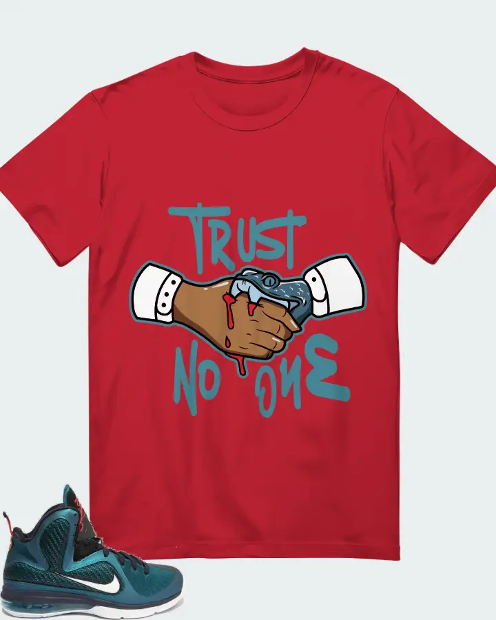 Nike LeBron 9 Sneaker Matching Red T-Shirt - Trust No One