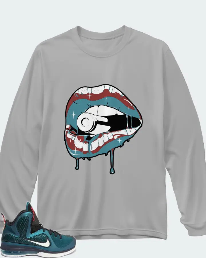 Nike LeBron 9 Sneaker Matching Grey Long Sleeve T-Shirt - Kiss of Death