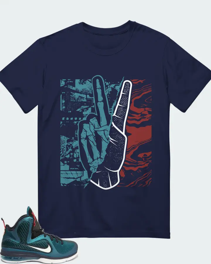 Nike LeBron 9 Sneaker Matching Navy Kid's T-Shirt - Peace of mind