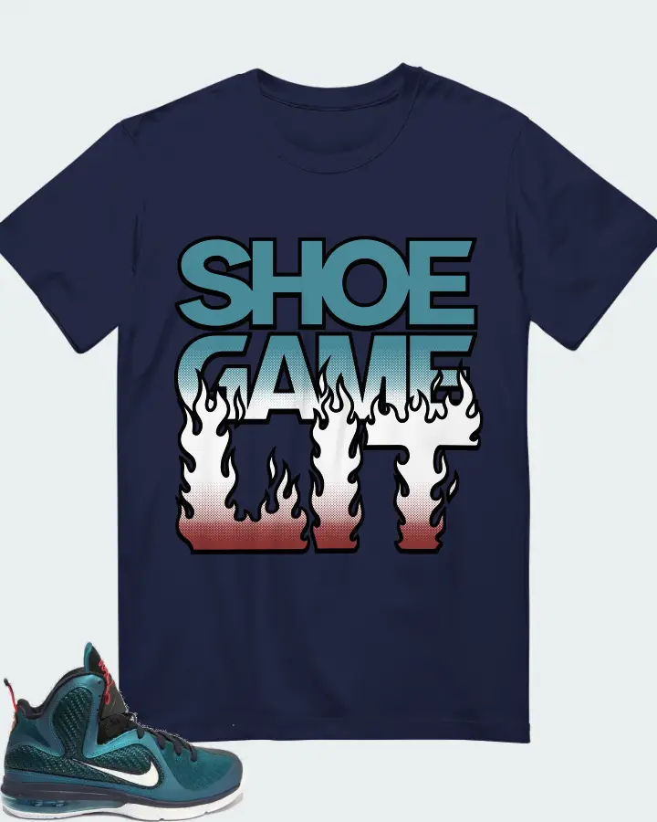 Nike LeBron 9 Sneaker Matching Navy Kid's T-Shirt - Shoe Game Lit Refreshed