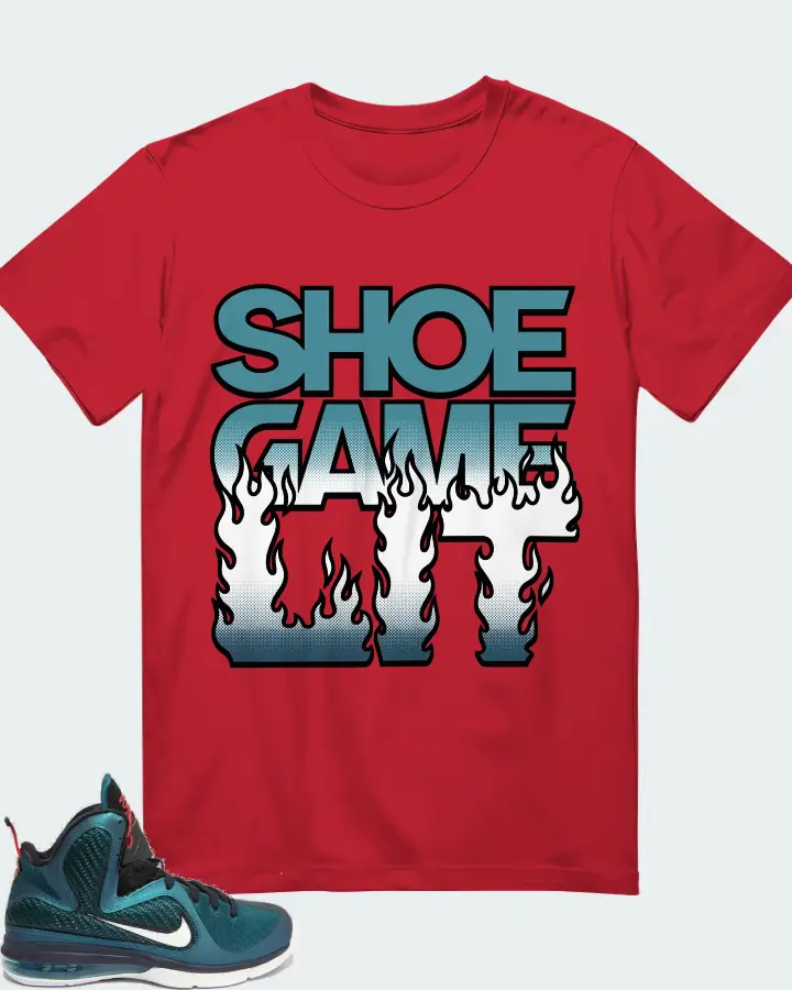 Nike LeBron 9 Sneaker Matching Red T-Shirt - Shoe Game Lit Refreshed