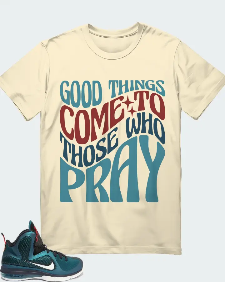 Nike LeBron 9 Sneaker Matching Natural T-Shirt - Good Things Come To Those Who Pray