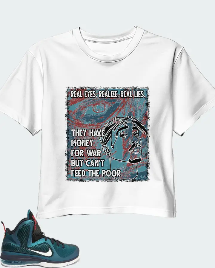 Nike LeBron 9 Sneaker Matching White Crop Top - TUPAC Real Eyes Realize Real Lies