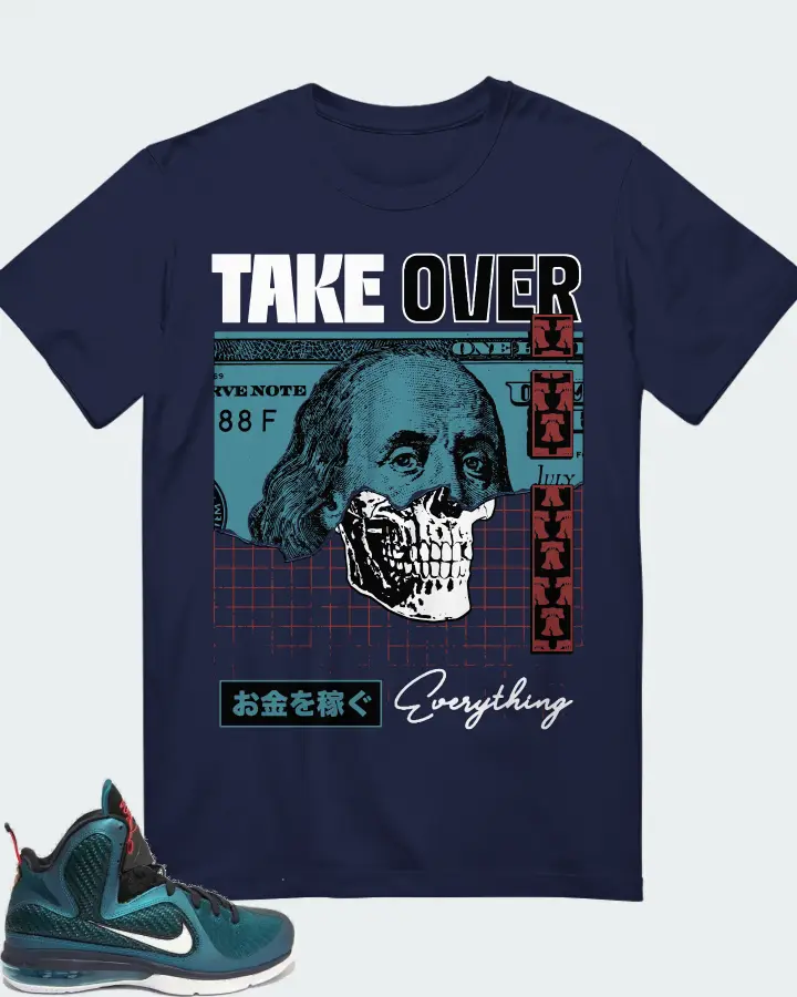 Nike LeBron 9 Sneaker Matching Navy Kid's T-Shirt - Take Over