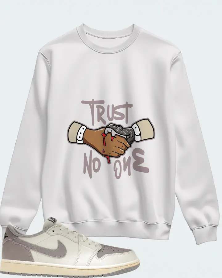 Jordan 1 Retro Low OG Sneaker Matching White Sweatshirt - Trust No One