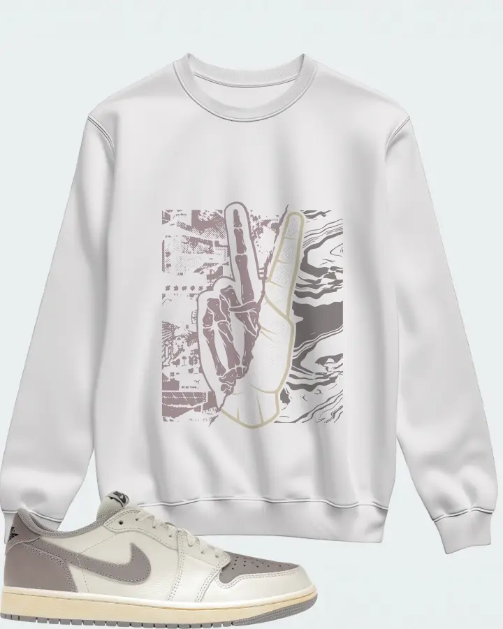 Jordan 1 Retro Low OG Sneaker Matching White Sweatshirt - Peace of mind