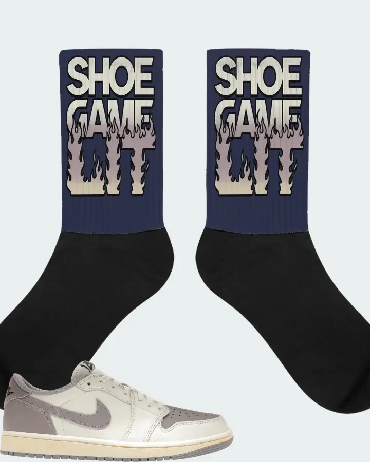 Jordan 1 Retro Low OG Sneaker Matching Navy Socks - Shoe Game Lit Refreshed