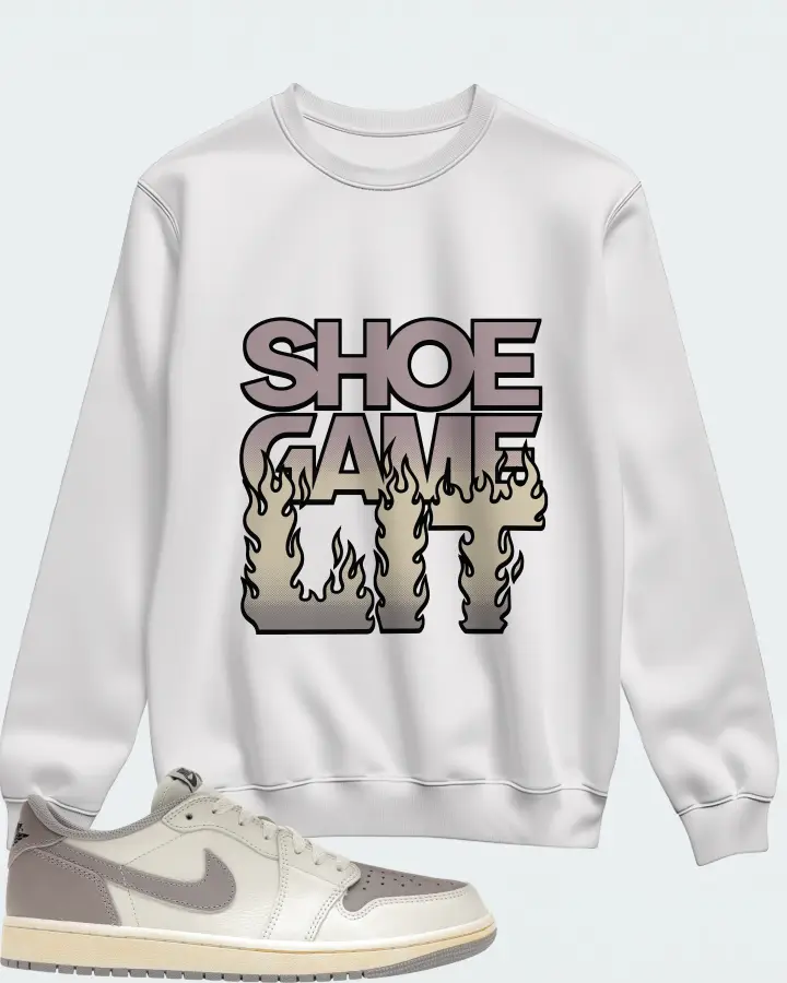Jordan 1 Retro Low OG Sneaker Matching White Sweatshirt - Shoe Game Lit Refreshed