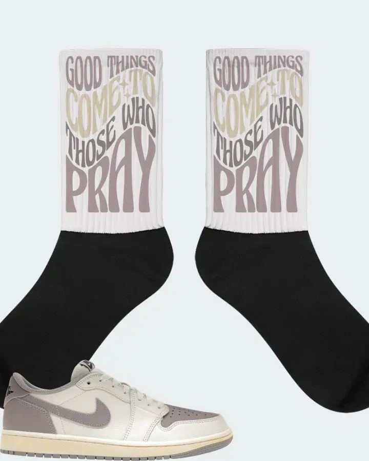 Jordan 1 Retro Low OG Sneaker Matching White Socks - Good Things Come To Those Who Pray