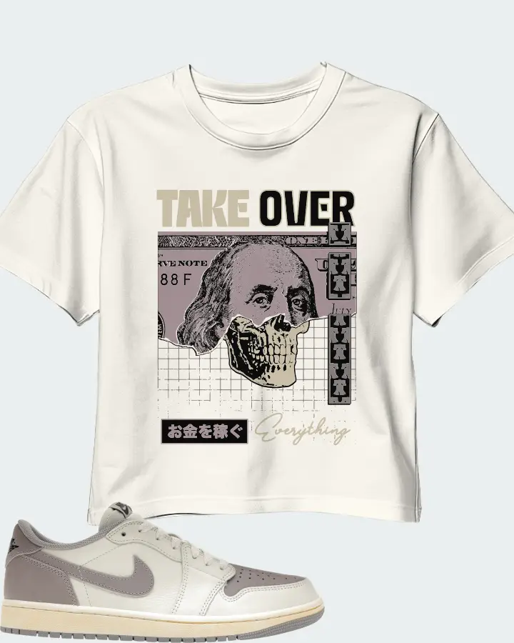 Jordan 1 Retro Low OG Sneaker Matching Ecru White Crop Top - Take Over