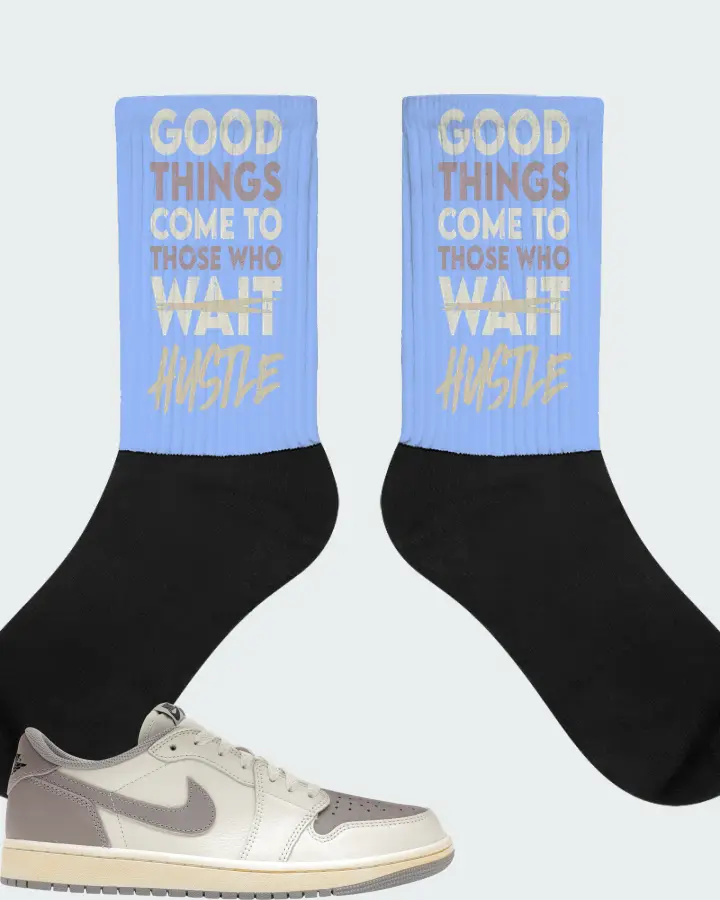 Jordan 1 Retro Low OG Sneaker Matching Carolina Blue Socks - Good Things Come