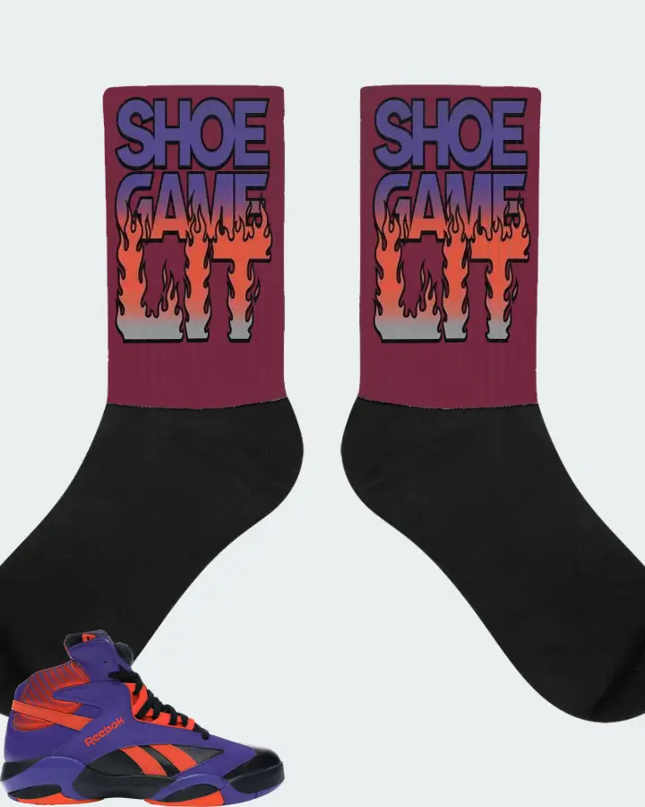 Reebok Shaq Attaq Sneaker Matching Maroon Socks - Shoe Game Lit Refreshed