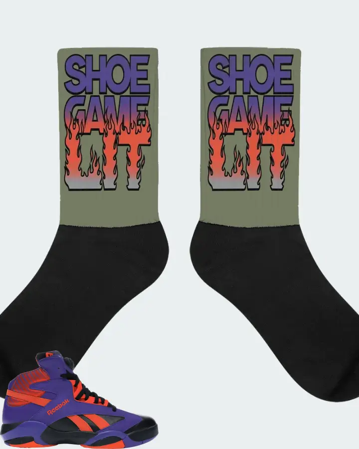 Reebok Shaq Attaq Sneaker Matching Olive Socks - Shoe Game Lit Refreshed