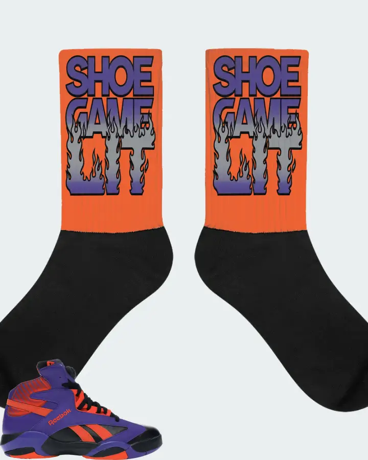 Reebok Shaq Attaq Sneaker Matching Orange Socks - Shoe Game Lit Refreshed